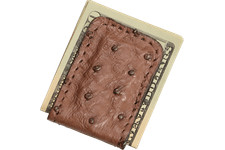 Brown Ostrich Cash Clip Quality USA Handcrafted