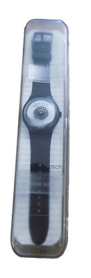 Vtg SWATCH SUDB115 Gent XL Ramped Graffiti back wrist watch Black multi color