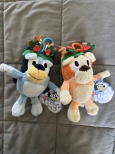 BLUEY  BINGO as REINDEER Christmas PLUSH SET of 2 Bag CLIP ON 7.5" NEW TAG