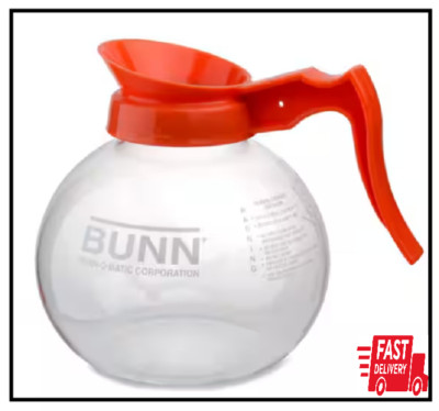 Bunn 12-Cup Commercial Coffee Decanter, Glass Carafe, Orange Handle, 42401.0101