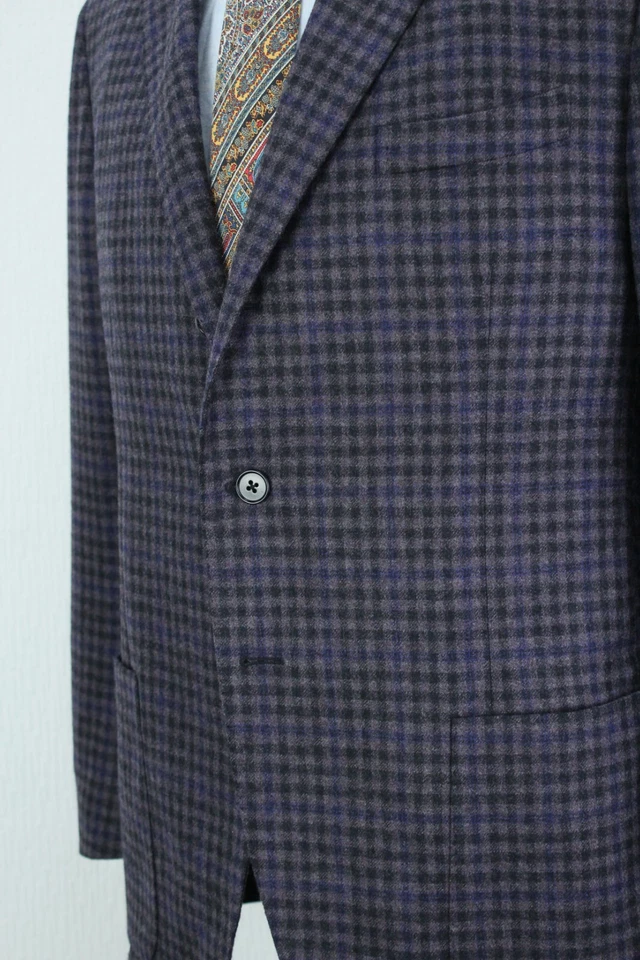 CANTARELLI Purple Check WOOL CASHMERE SILK Sport Coat Blazer Jacket 56IT 46US/UK - Image 4 of 4