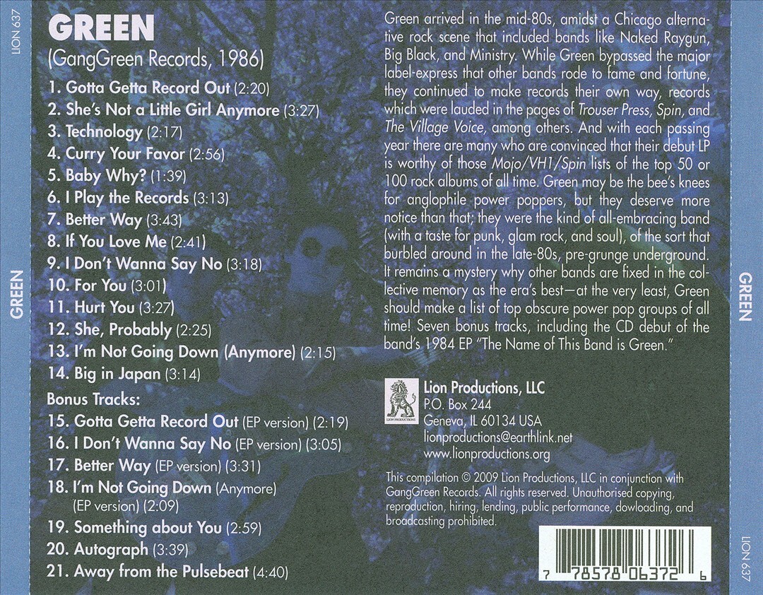 グリーングリーン　CD GREEN GREEN NEW CD 778578063726| eBay