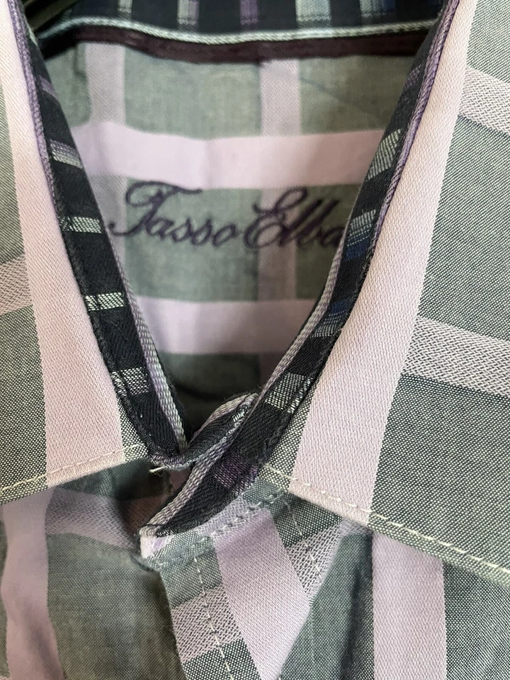Mens Tasso Ella Button Down Dress Shirt Size XL Multicolor Long Sleeve Plaid - Image 4 of 4