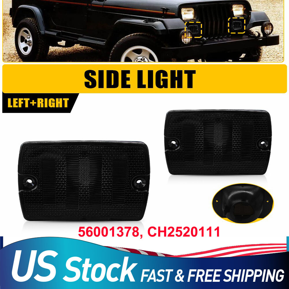 Smoked Turn Signal Parking Light Housings Kit for 1987-95 Jeep Wrangler YJ
