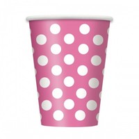 Pappbecher Punkte, Pink, 6 StüCk