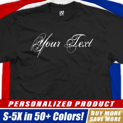 Custom Distressed Script T-Shirt | Grunge Tattoo Personalized Design Logo Print