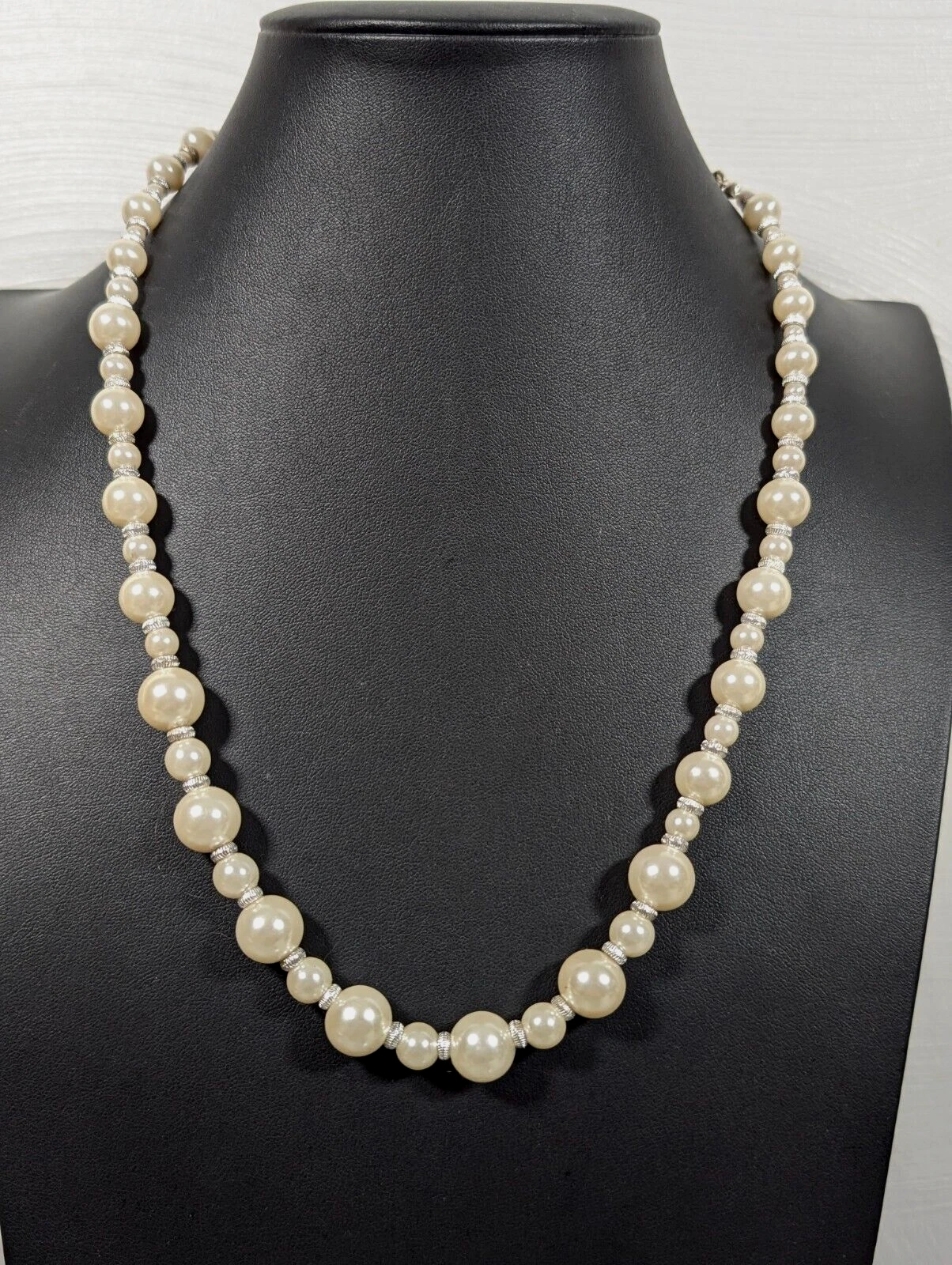 OFF WHITE Collana da sposa classica con perle finte bianche panna e perline 23 in