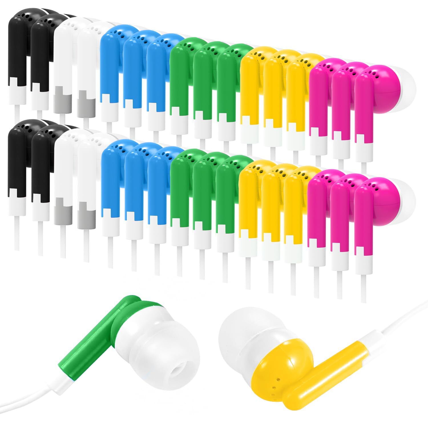 60 Pack Earbud Bulk Kids Headphone for Classroom School Wholesale Class room ...