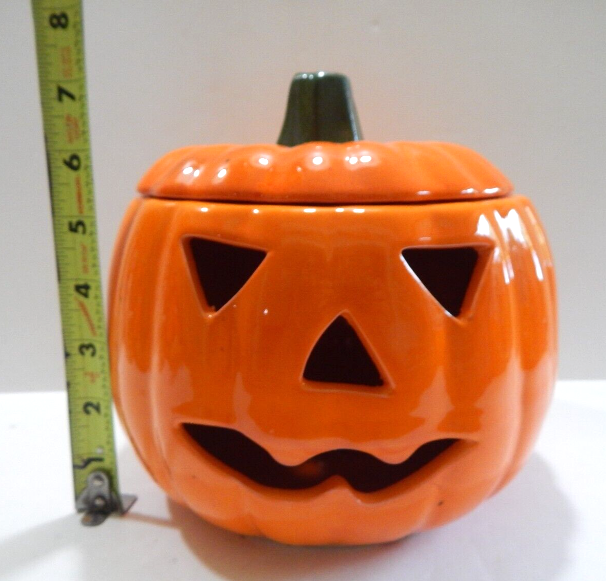Vintage Glazed Ceramic Jack O Lantern Halloween Pumpkin w/ Lid | eBay