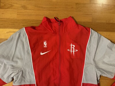New M Nike Houston Rockets Retro Tracksuit Jacket Windbreaker Red