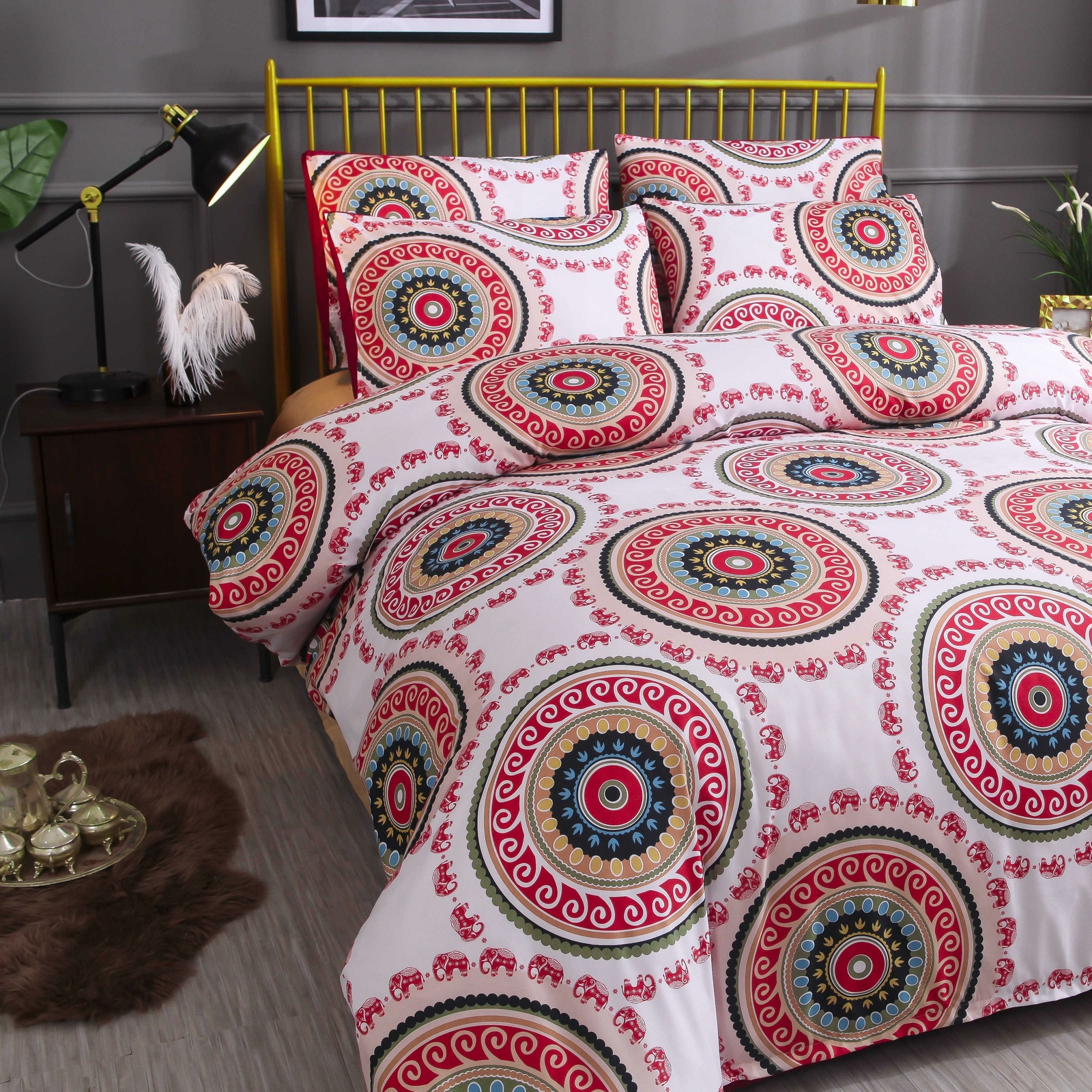 Bohemia Quilt Doona Duvet Cover Set Single Queen King Size Bed Red and Black AU eBay