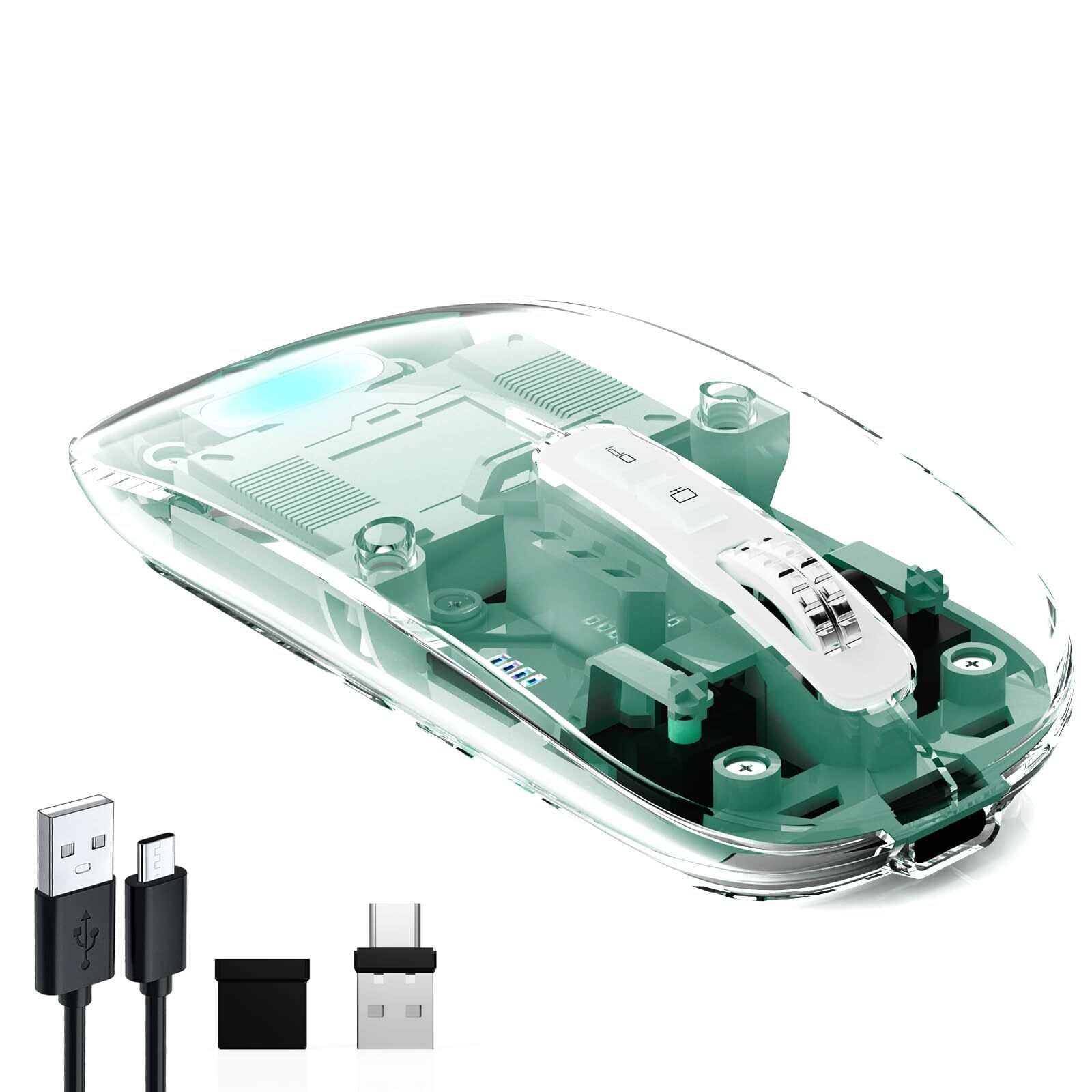 Wireless Transparent Bluetooth Mouse Rechargeable Computer Mouse Power Display