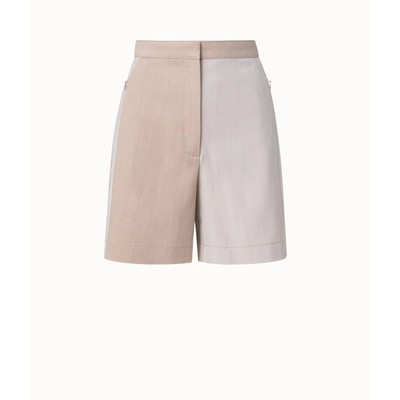 Akris Punto Filia Denim Patchwork Bermuda Short in Beige