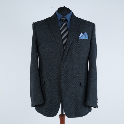 Mens Textured Blazer 50L UK Size BIG FASHION Dark Grey Sport Coat Jacket - Picture 4 of 13