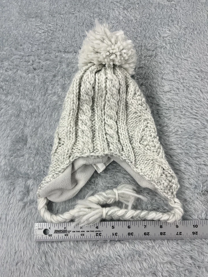 H&M Gorro Toque Juvenil 4-8Y Gris Tejido con Cable Acrílico Poli Orejeras Forrado Esquí Pom Foto 4 de 4