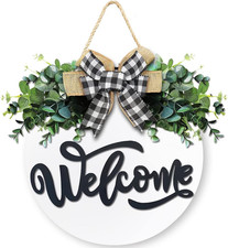 Welcome Sign for Front Door, Front Door Decor for Farmhouse Porch, Rustic Welcom