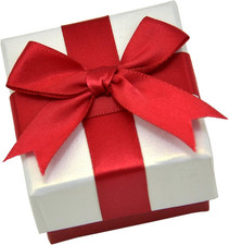 Jewelry Package Paper Gift Box Red Ribbon Bow-Knot 2 1/4-Inch by 2 1/4-Inch