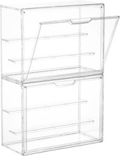Stackable Display Case Magnetic Door Adjustable Shelves Clear Acrylic Figures