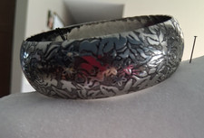 Paparazzi Silver Tone & Black Metal Floral Et...