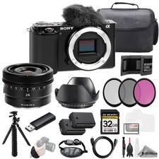 Sony ZV-E10 Black Body Sony FE 24mm f/2.8 G Lens 32GB 3 PC Filter- Kit