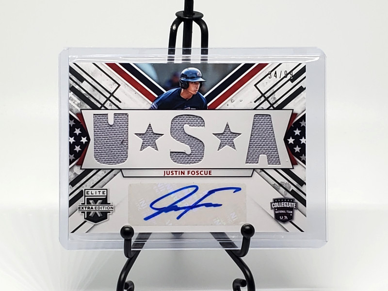 Justin Foscue 2019 Elite Extra Edition USA Collegiate Material AUTO Black #/99