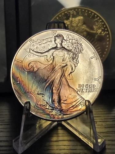 1988 1 oz Silver American Eagle (Brilliant Uncirculated) with toning