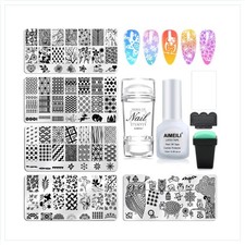Nail Art Stamping Plates Stempel Kit Manikür...