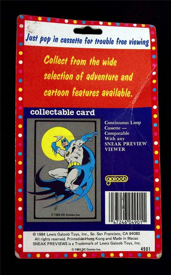 Batman Sneak Previews Cassette Galoob 1984 Original De Colección con tarjeta abierta Foto 2 de 4