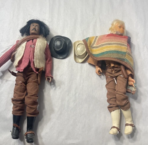 VTG Marx Toys The Sundown Kid & Gringo The Ready Gang Figures Lot w Accessories
