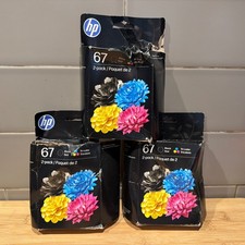 Lot of 3 Genuine HP 67 Black  Tricolor Ink Cartridges 3YP29AN Exp 3/2027