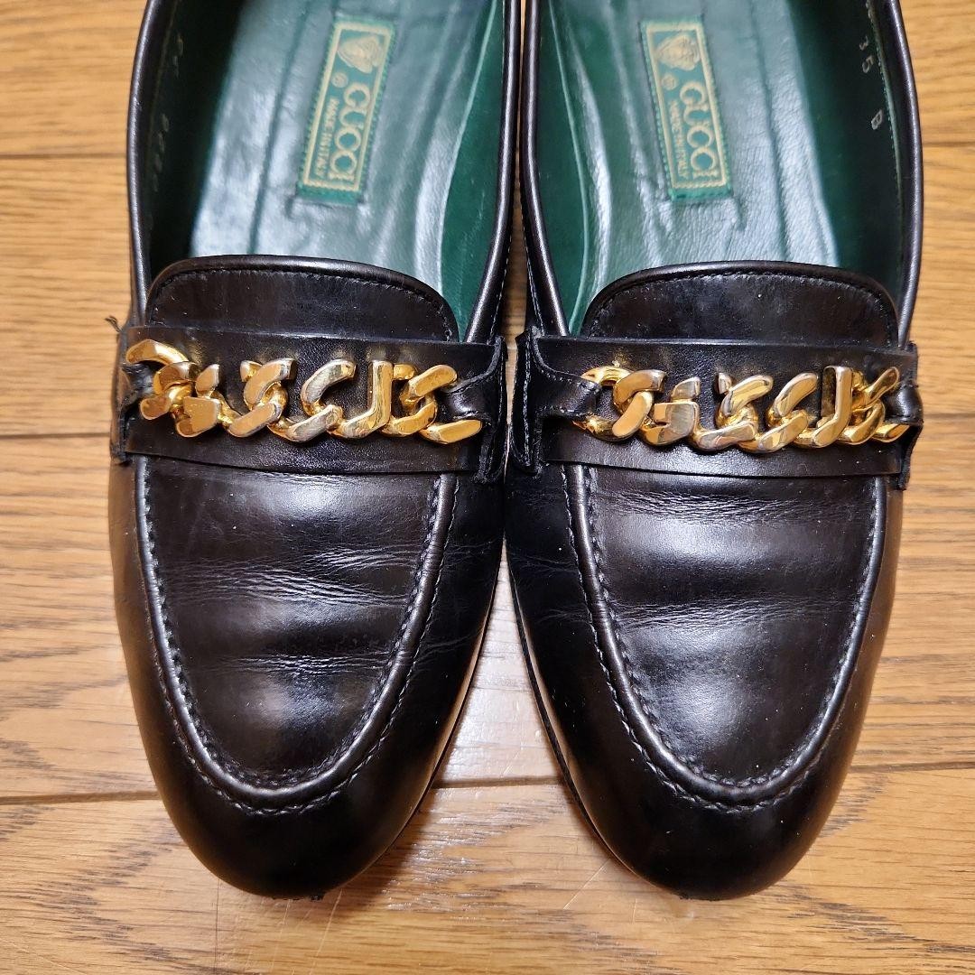 GUCCI Women's Loafers Leather Black Size:35/JP:22 From Japan 147847K Authentic thumbnail 2