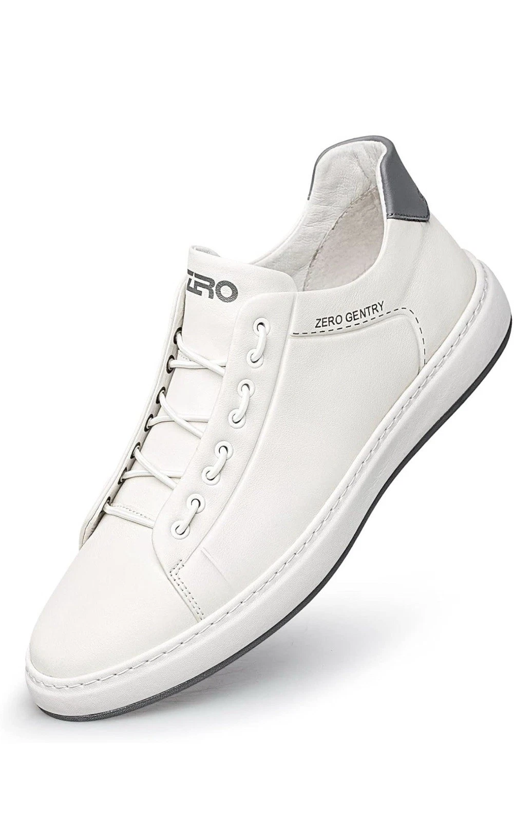ZRO Zero Gentry Men's Leather Stylish Fashion Slip-On Sneakers US Size 9.5 White
