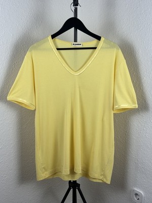Women's Jil Sander Vintage Yellow V-Neck T-shirt Size L Made in Italy