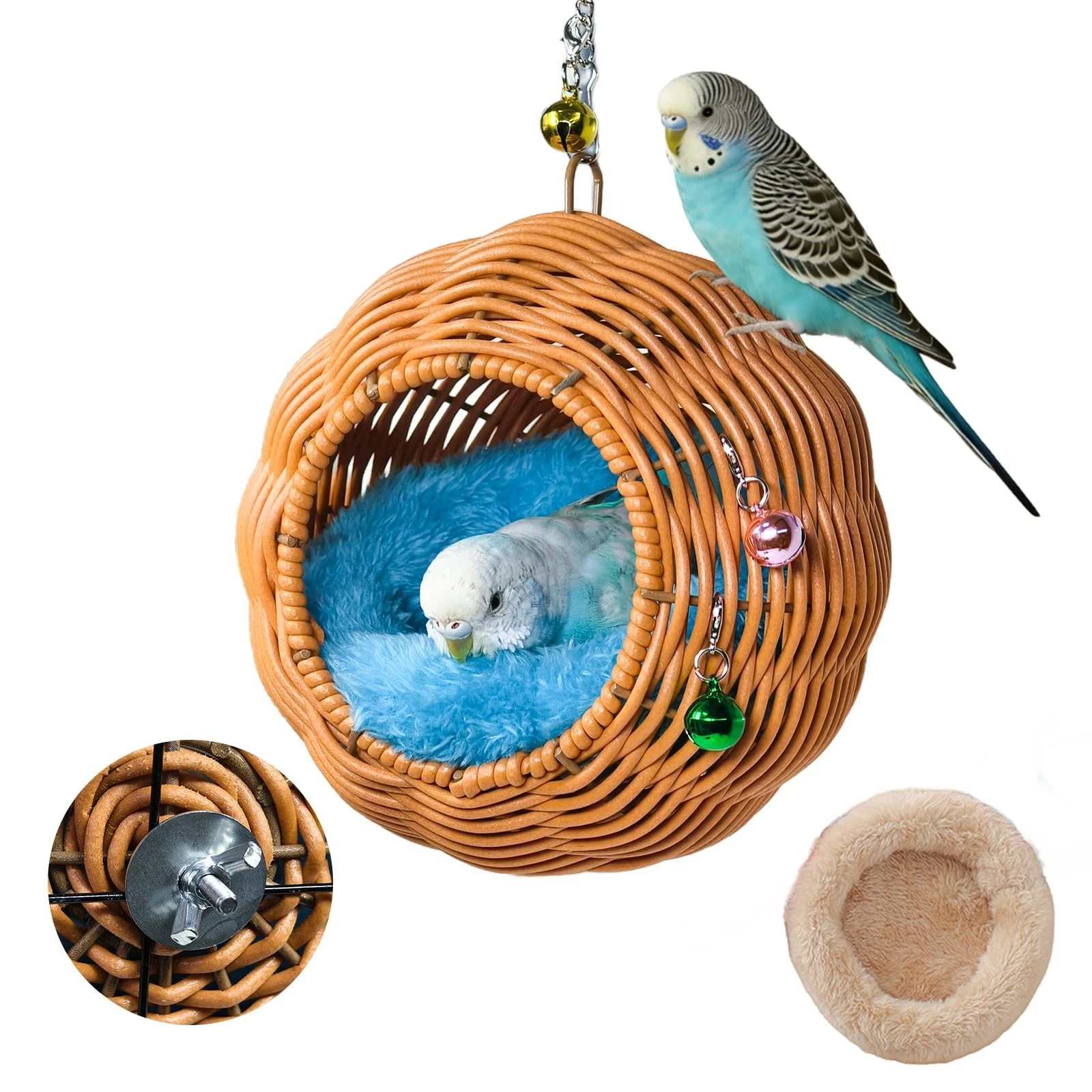 Bird Nest, Warm Bird Bed for Cage Parrot Nesting House Hanging Parakeet Cage ...