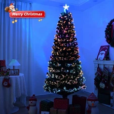 LEADZM 6 FT Pre-lit Christmas Tree, Artificial Fiber Optic Christmas Tree