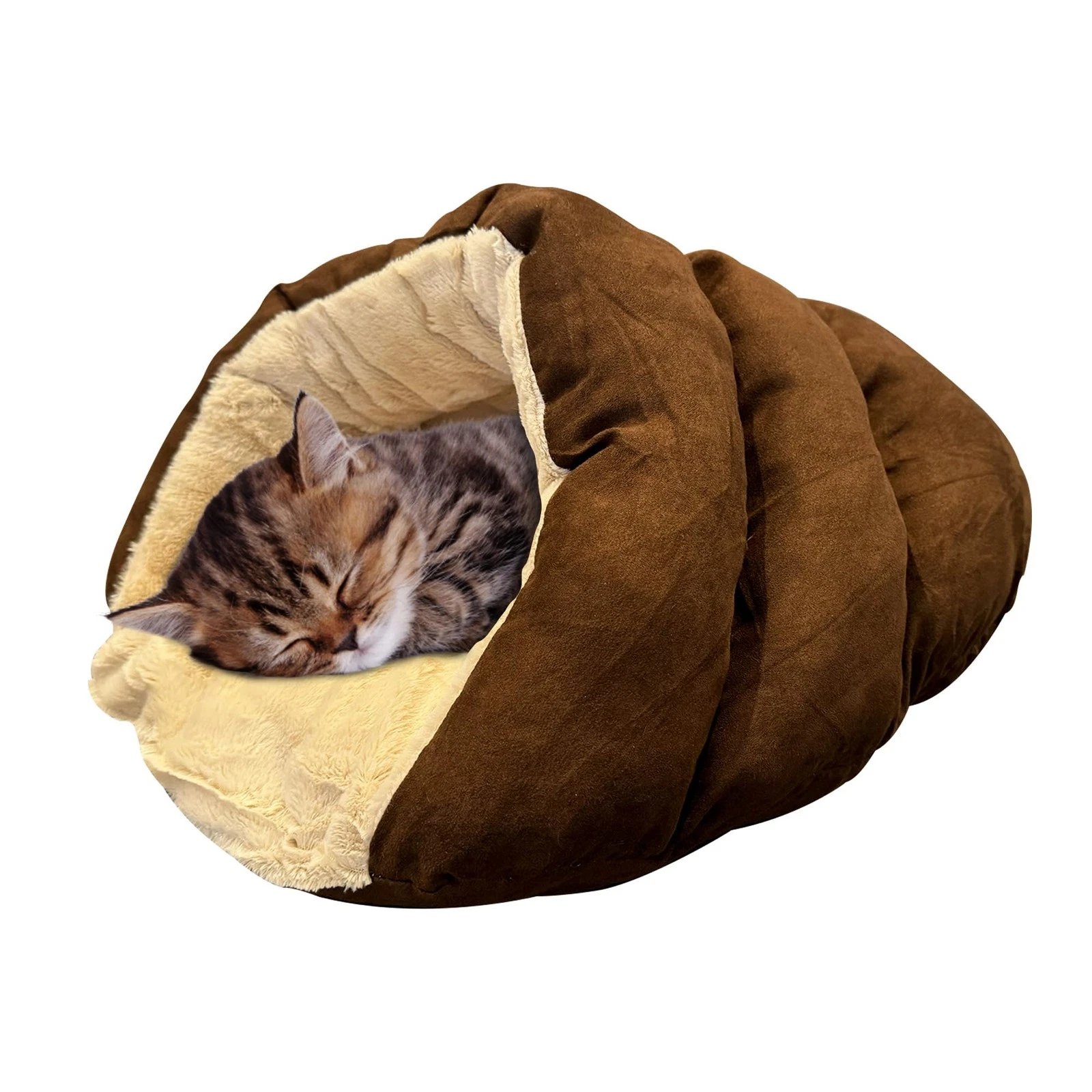 Plush Cuddle Cave Pet Bed for Cats and Small Dogs 22x17x10 Inch Machine Washable
