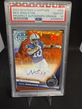 PSA 10 NICK SINGLETON 2023 Bowman Chrome Univ.  SAPPHIRE Orange Ref AUTO # 5/25