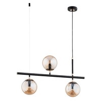 Pendelleuchte 3-Flammig Glas Schwarz Bernstein E14 L:70.5 Cm HäNgelampe KüChe