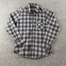 Vintage Levi's Shirt Mens Medium Gray Plaid Flannel Long Sleeve Button Up USA
