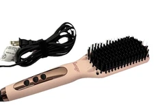 L'ange Hair Straightening Brush Hot Brush Hair Styler Pink HT018Y *TESTED/WORKS*