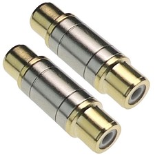Gold RCA Female To RCA Female Coupler Adapter Audio Video Connector 2 PCS