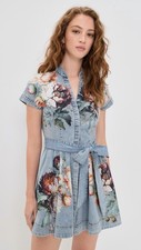 alice olivia DENIM SHIRT DRESS LUCY MINI $ 550 Size 0