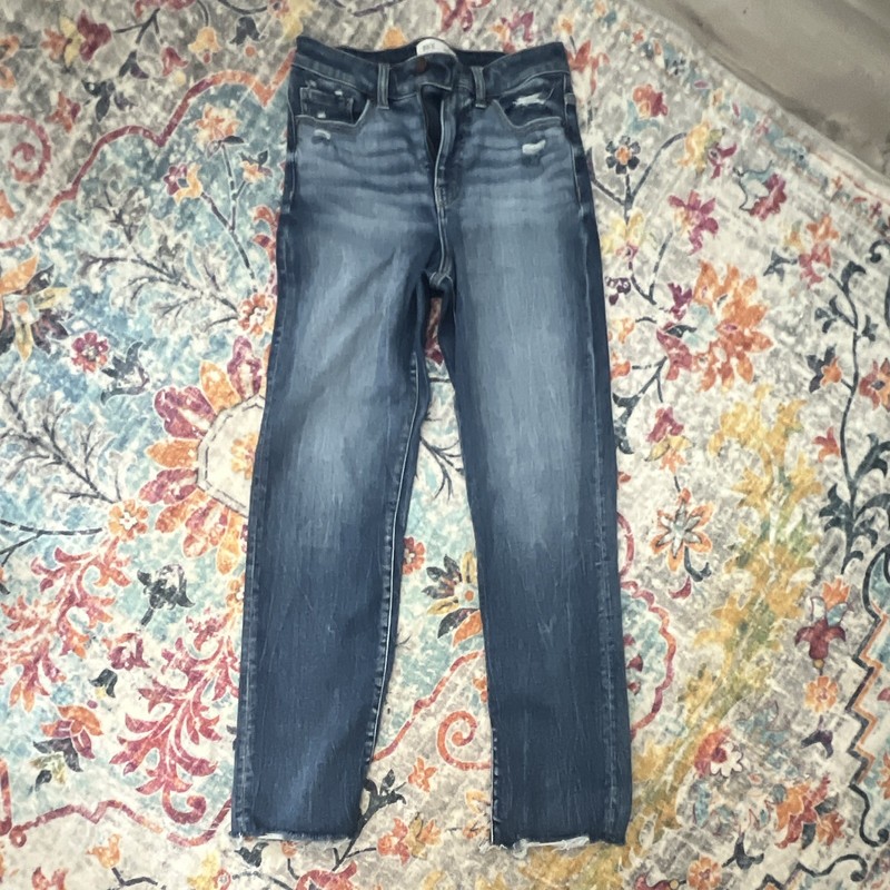Buckle Women's Straight Blue Denim Jeans Medium Wash Distressed Regular
