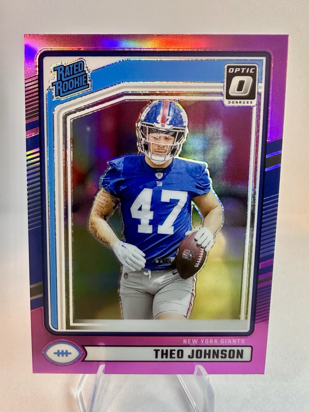 2024 Panini Donruss - Rated Rookie Theo Johnson #357 Optic Preview Pink Prizm