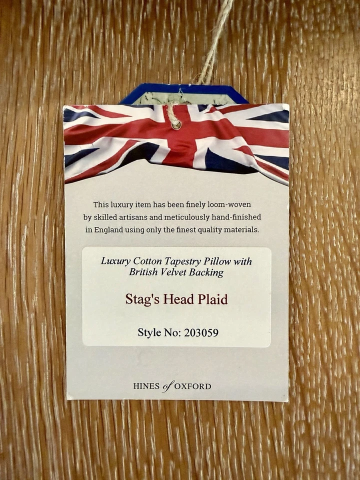 Hines of Oxford Англия олень голова клетку тартан гобелен подушка с Fthr вставить - Изображение 4 из 4