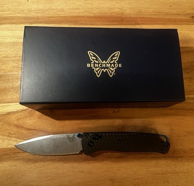 Benchmade 535-3 Bugout Pocketknife S90V Drop Point Plain CF Handle Black