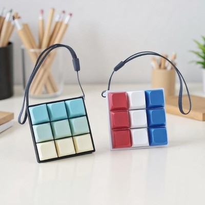 9 Keys Portable Keyboard Clicker Fidget Keychain Set Buttons For Stress Relief