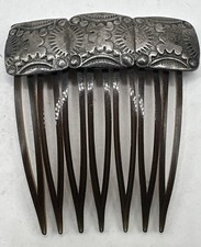 Vintage 925 Sterling Silver Native American Hair Comb 1 3/4 X 1 1/2 5.7g 