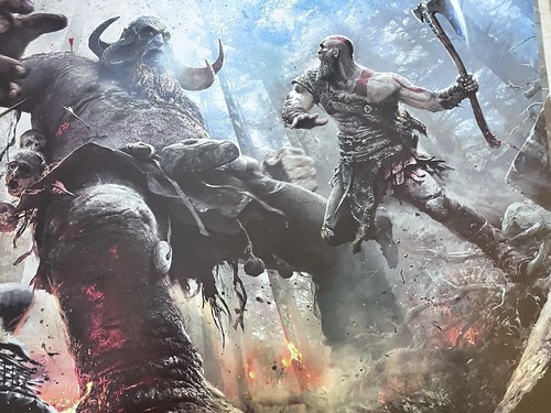 God of War Poster 24x36 Kratos &amp; Atreus vs Troll PS4 Game Art Wall Decor Sony | eBay