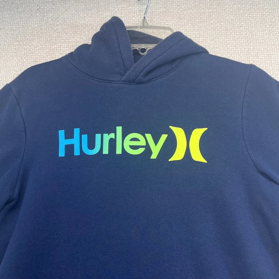 Hurley Boys XL (18/20) Azul Marino Pullover Sudadera con Capucha Logo Gráfico Polar Foto 2 de 4
